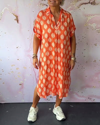 Printed Shirt Dress - Comfortable Loose Fit