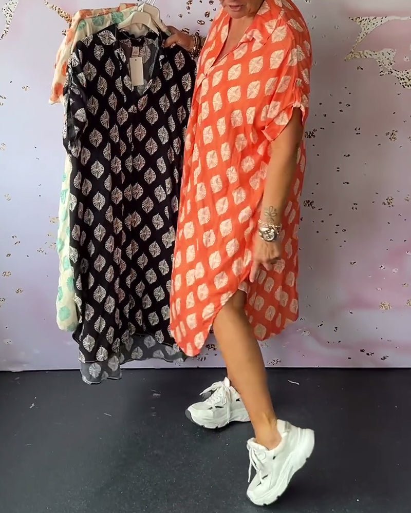 Printed Shirt Dress - Comfortable Loose Fit