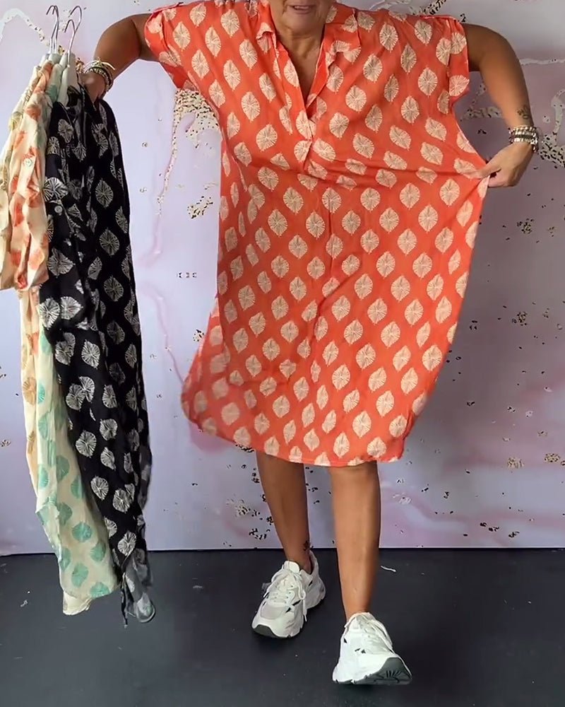 Printed Shirt Dress - Comfortable Loose Fit