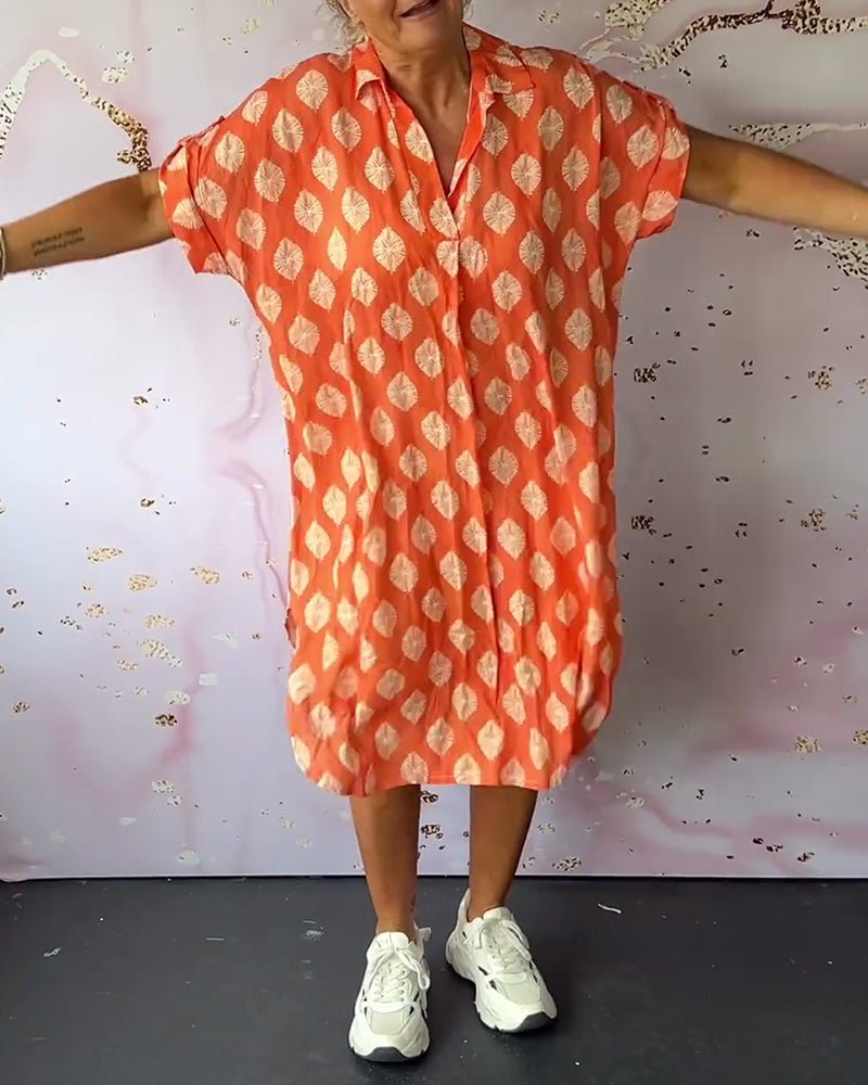 Printed Shirt Dress - Comfortable Loose Fit