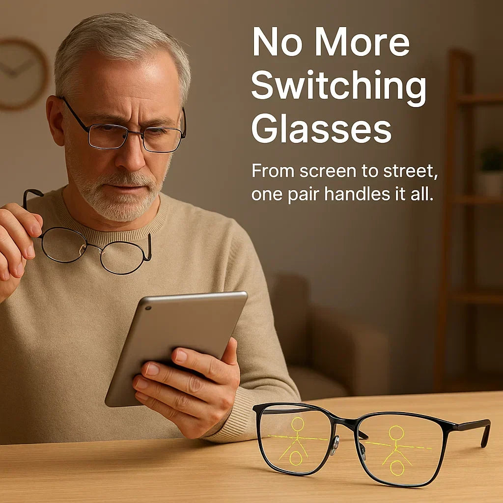 Progressive Multifocal Glasses for Clear Vision - German Smart Design for Daily Use