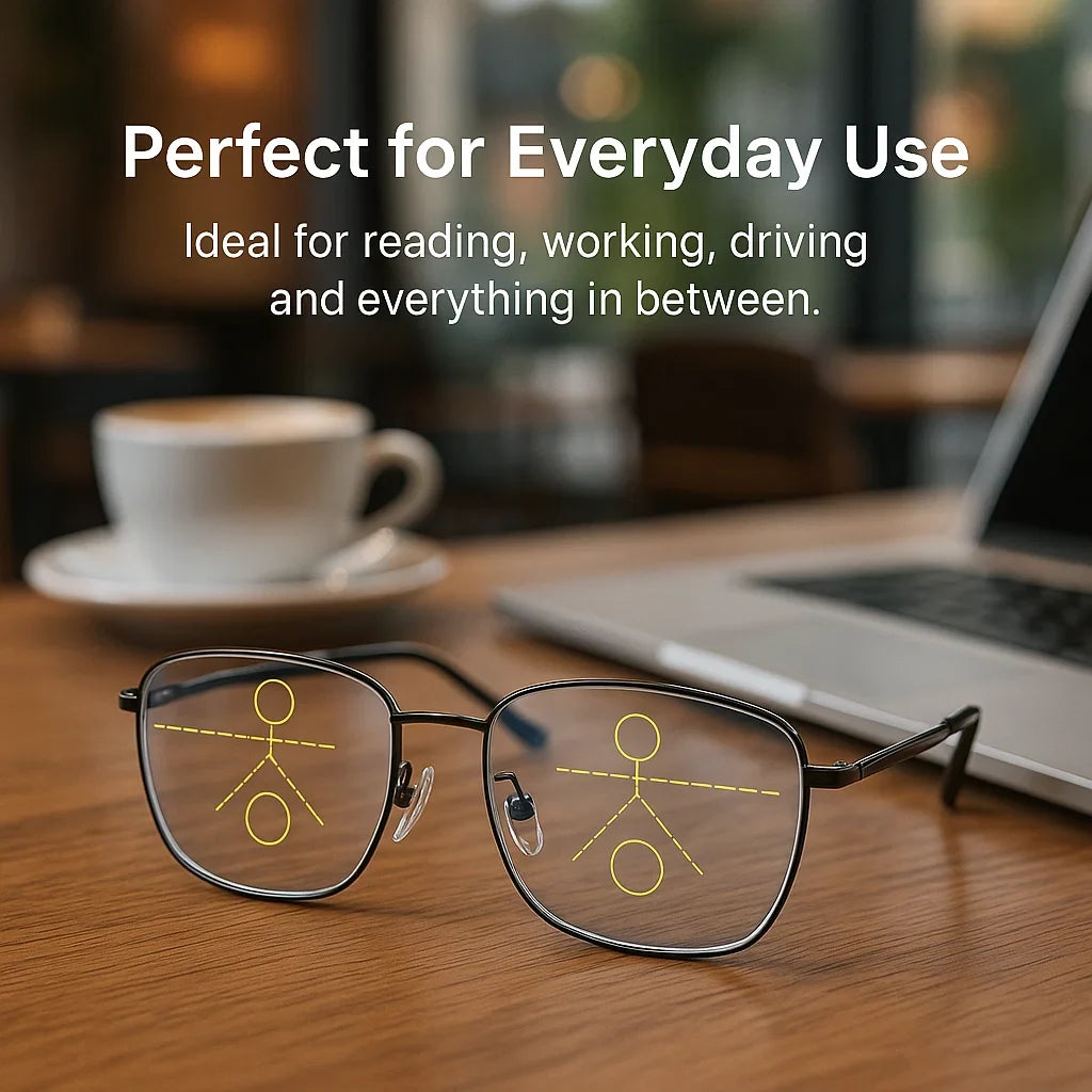 Progressive Multifocal Glasses for Clear Vision - German Smart Design for Daily Use