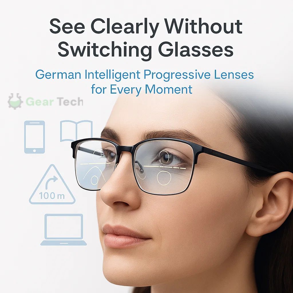 Progressive Multifocal Glasses for Clear Vision - German Smart Design for Daily Use