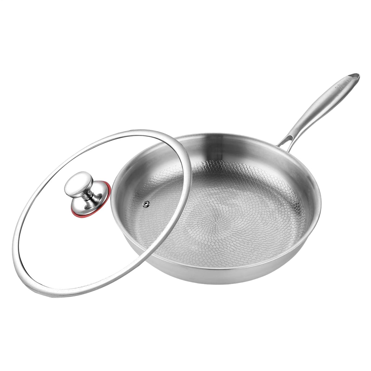 Pure Titanium Frying Pan with Hammered Texture – Naturally Non-Stick, Uncoated, Induction Compatible
