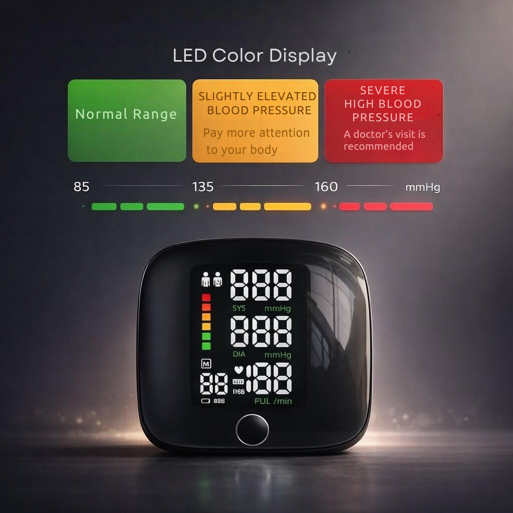 Rechargeable Wrist Blood Pressure Monitor with Touchscreen and Voice Function