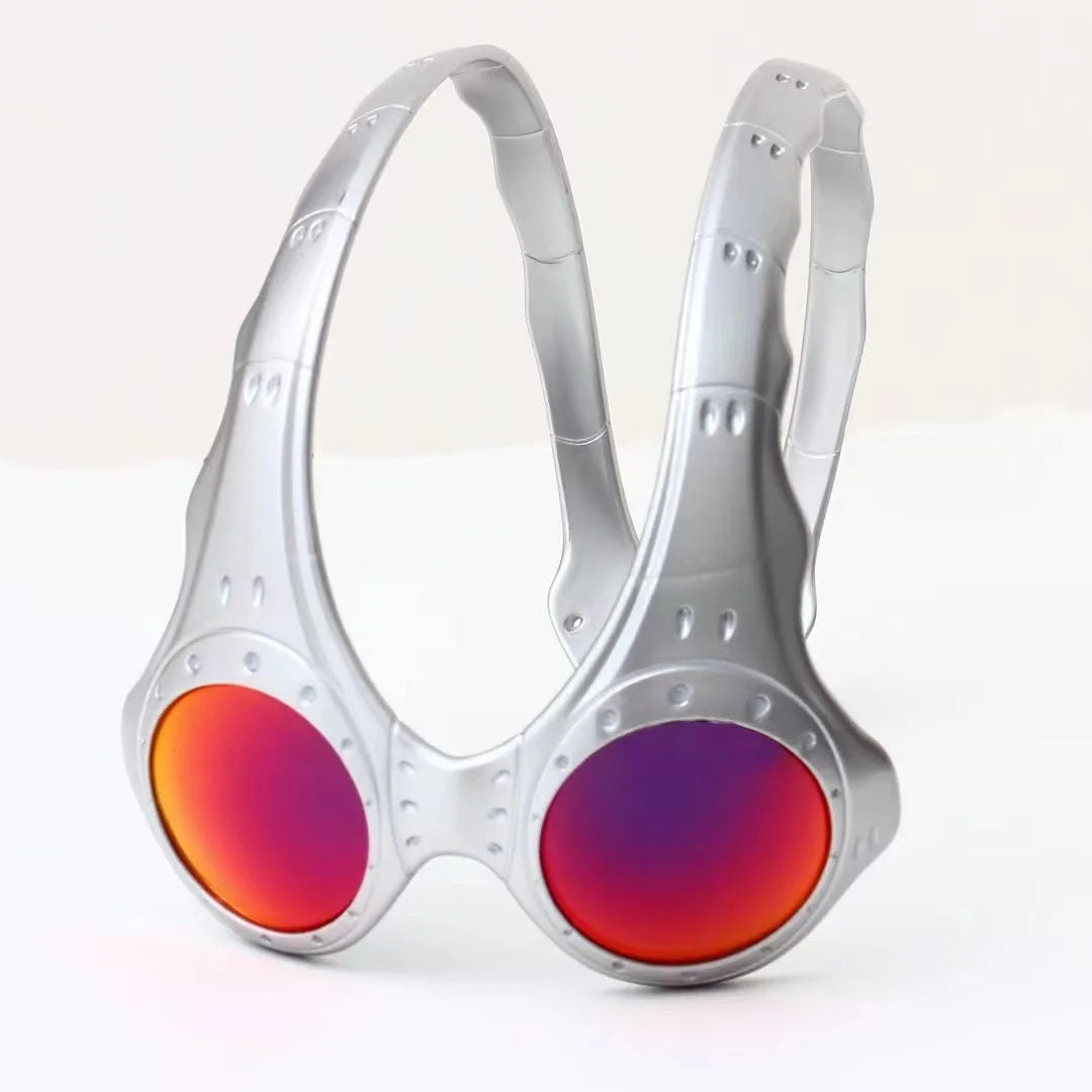 Retro Oversized Round Lens Metal Frame Sunglasses for Outdoor Cycling