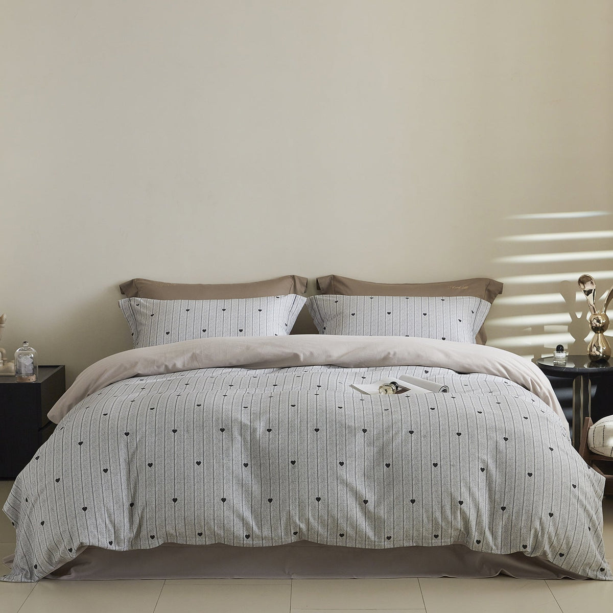 Reversible Cotton Sateen Bedding Set with Watercolor Tree Print