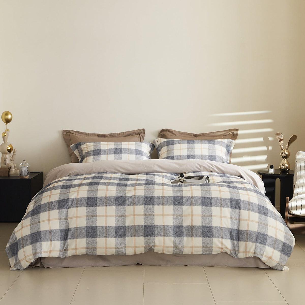 Reversible Cotton Sateen Bedding Set with Watercolor Tree Print