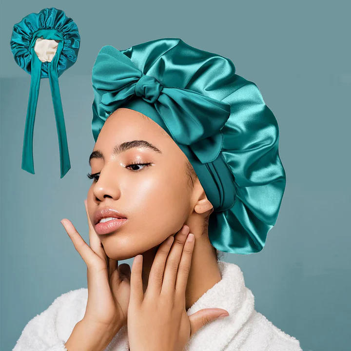 Imitation-Silk Night Sleep Bonnet - Adjustable Fit