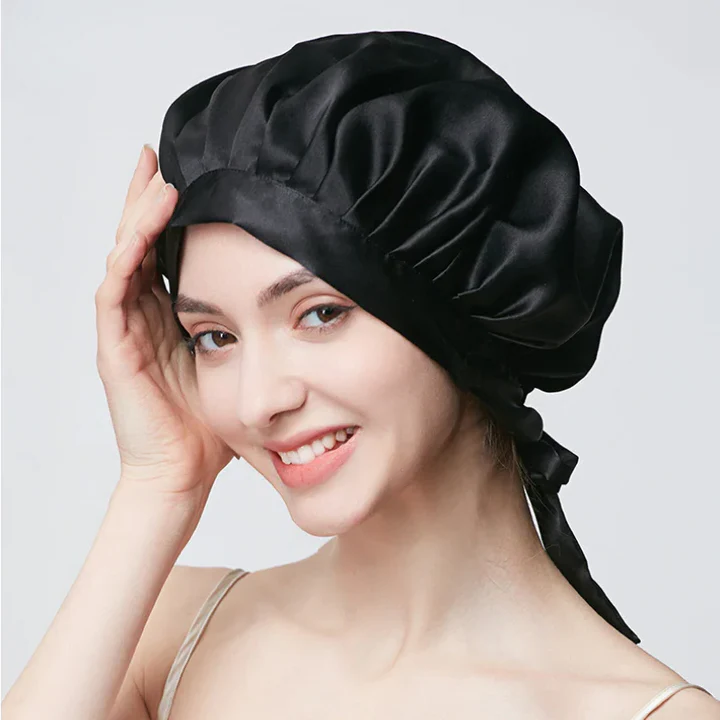 Imitation-Silk Night Sleep Bonnet - Adjustable Fit