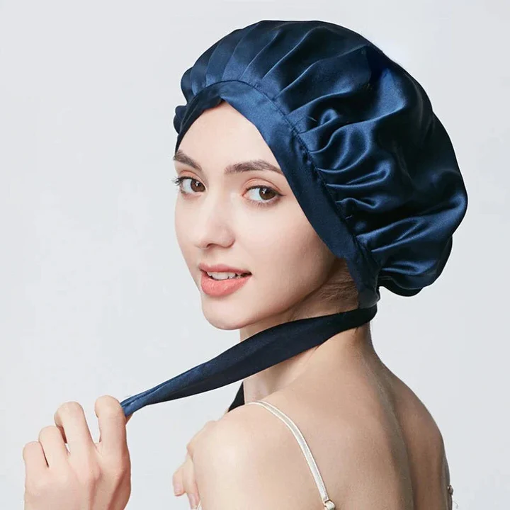Imitation-Silk Night Sleep Bonnet - Adjustable Fit