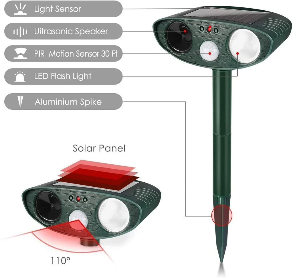 Solar-Powered Ultrasonic Deer Repeller - Pack of 4