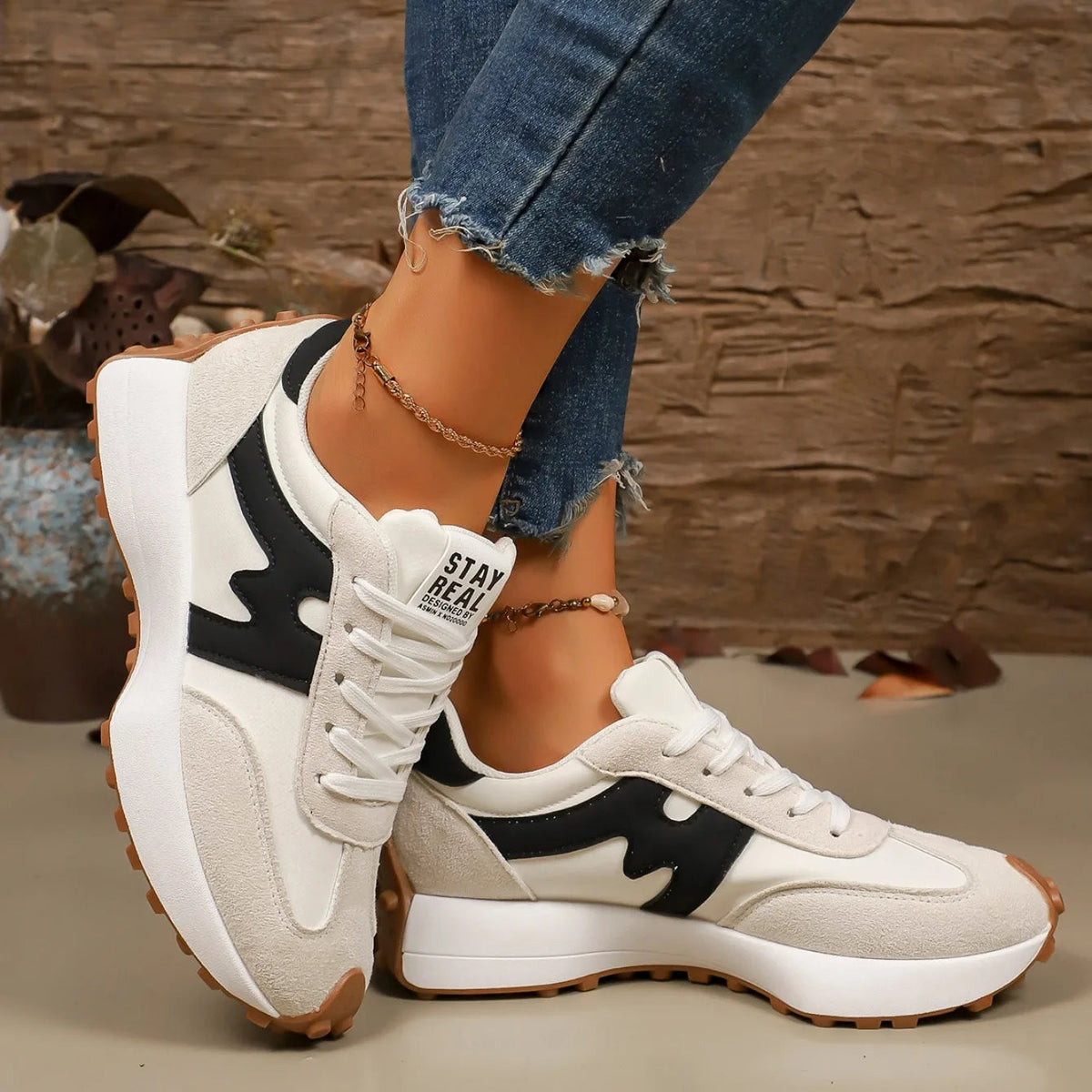 Striped Platform Sneakers Women