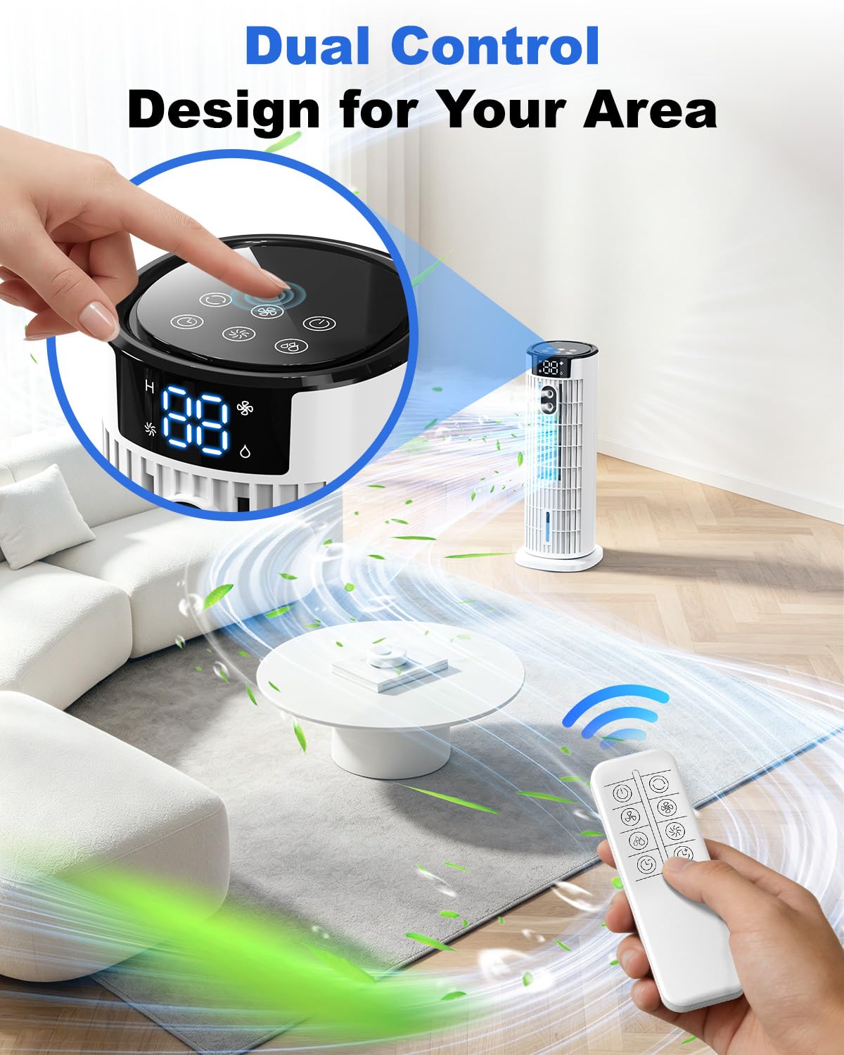 Tower Fan Air Cooler with Humidifier and Remote