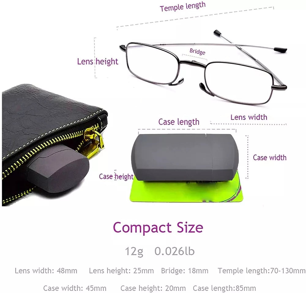 Unisex Portable Folding Reading Glasses with Case