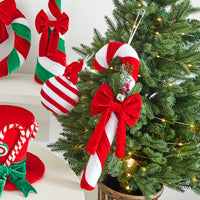 Velvet Christmas Candy Cane Decoration Set