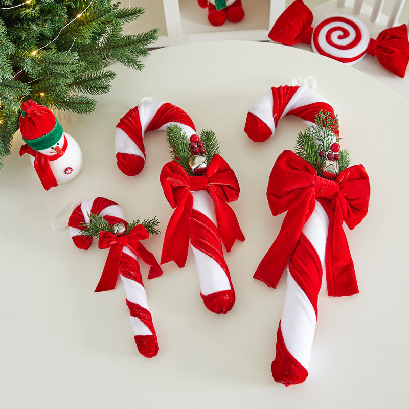 Velvet Christmas Candy Cane Decoration Set