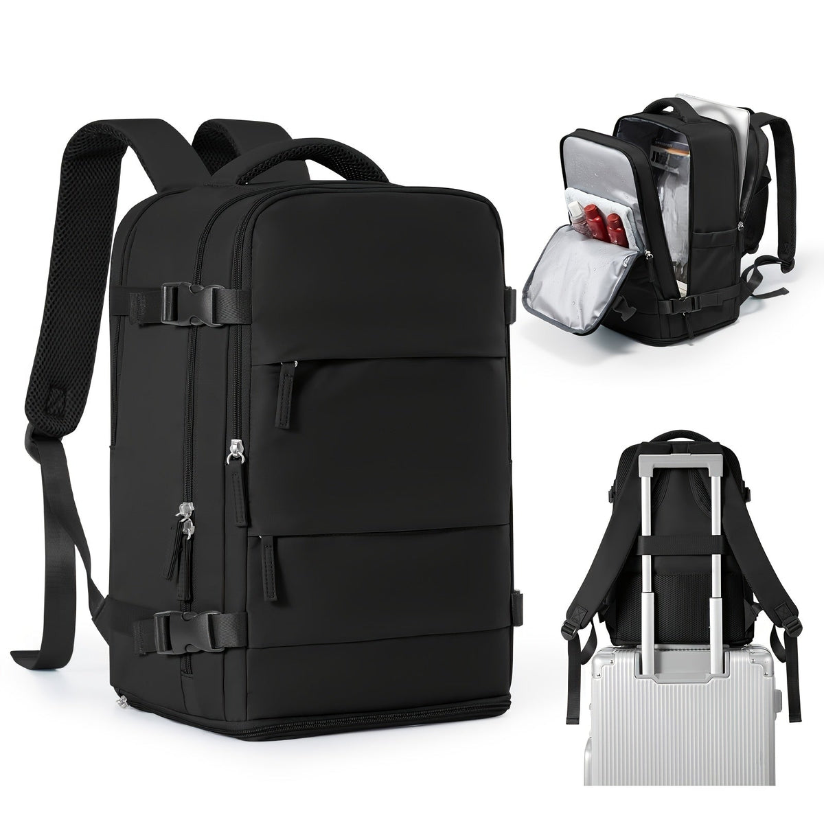 Versatile Travel and Day Backpack with Shoe Compartment and Waterproof Compartments