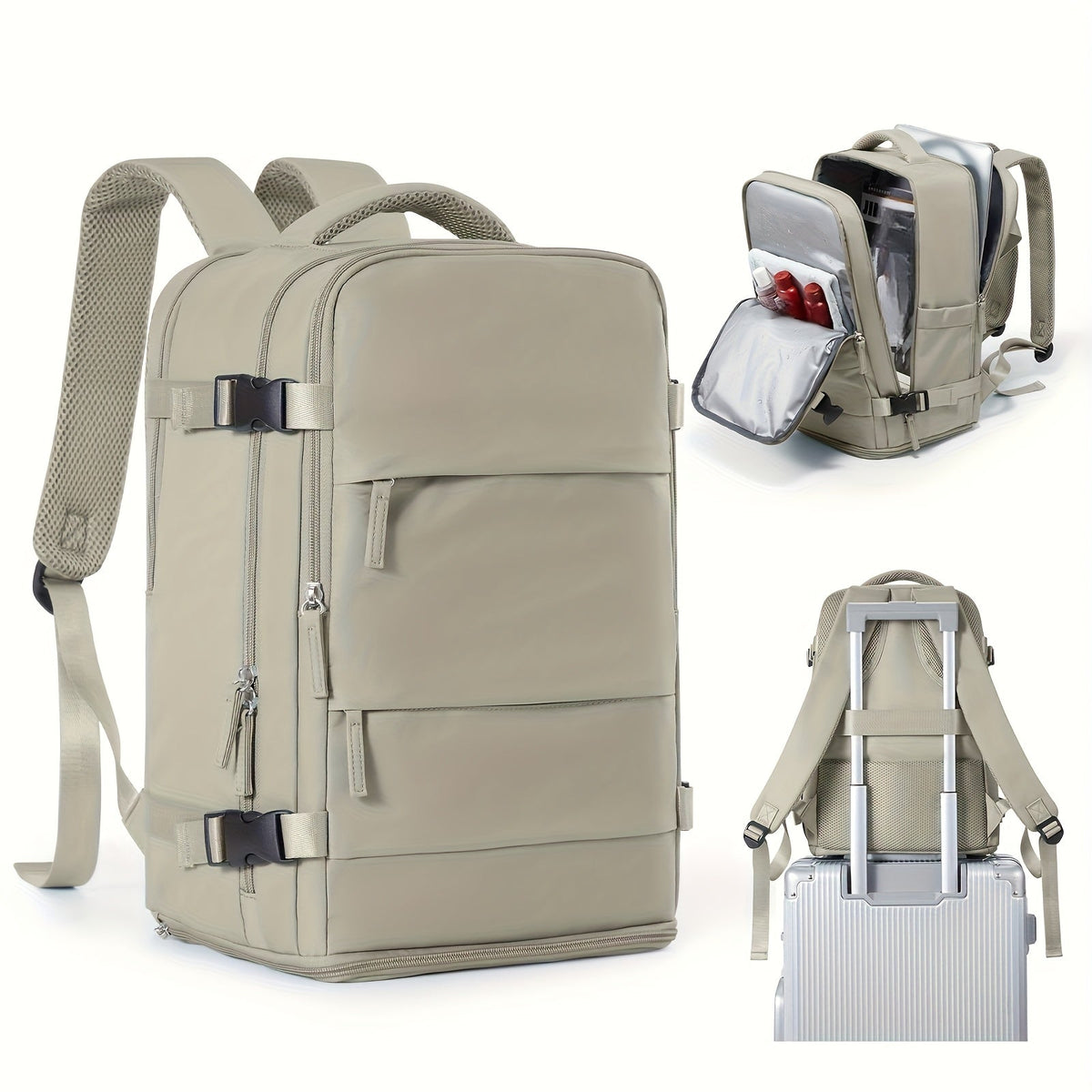 Versatile Travel and Day Backpack with Shoe Compartment and Waterproof Compartments