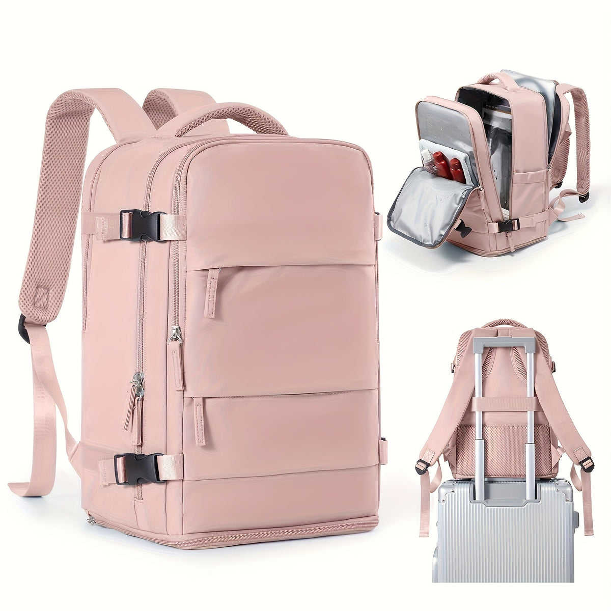Versatile Travel and Day Backpack with Shoe Compartment and Waterproof Compartments