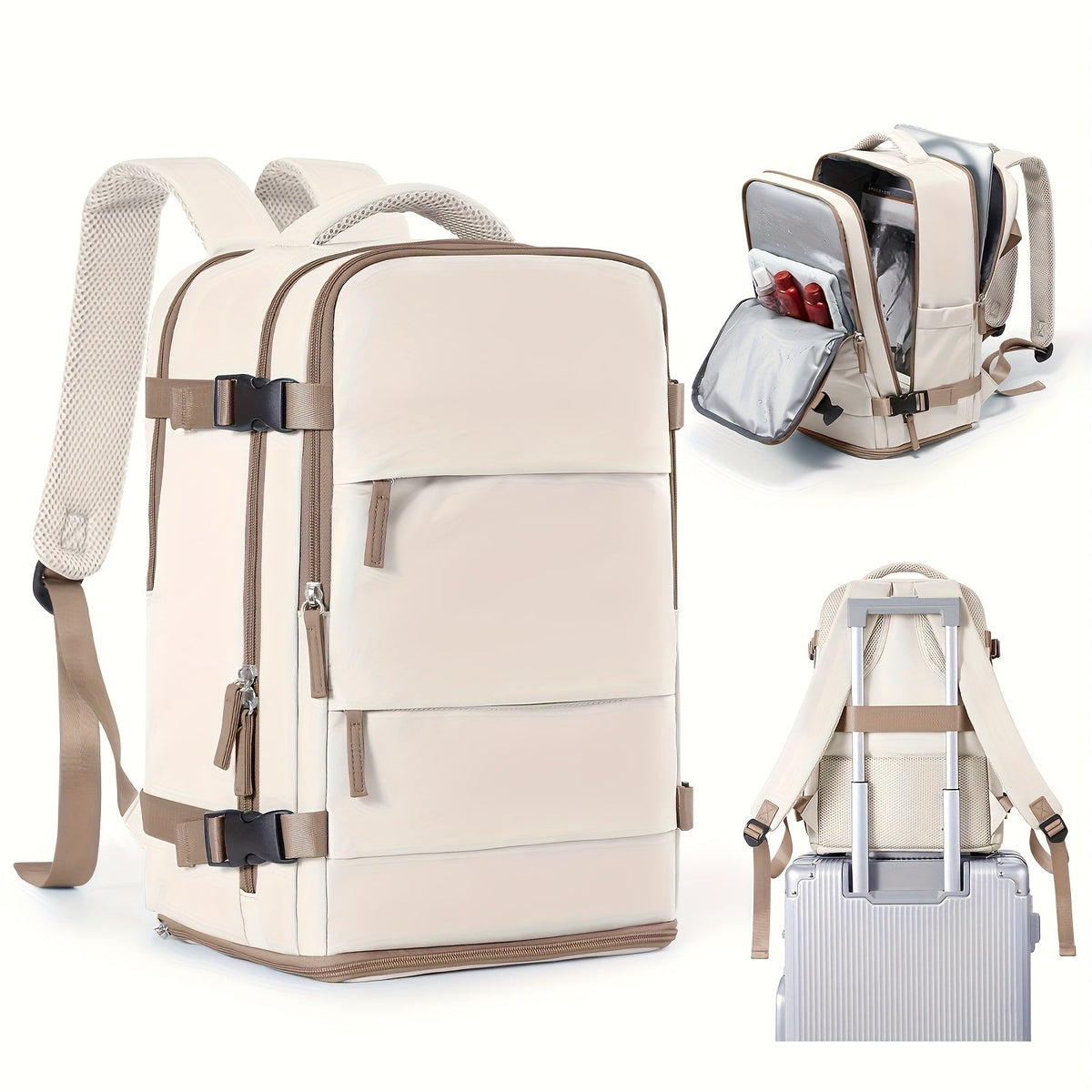 Versatile Travel and Day Backpack with Shoe Compartment and Waterproof Compartments