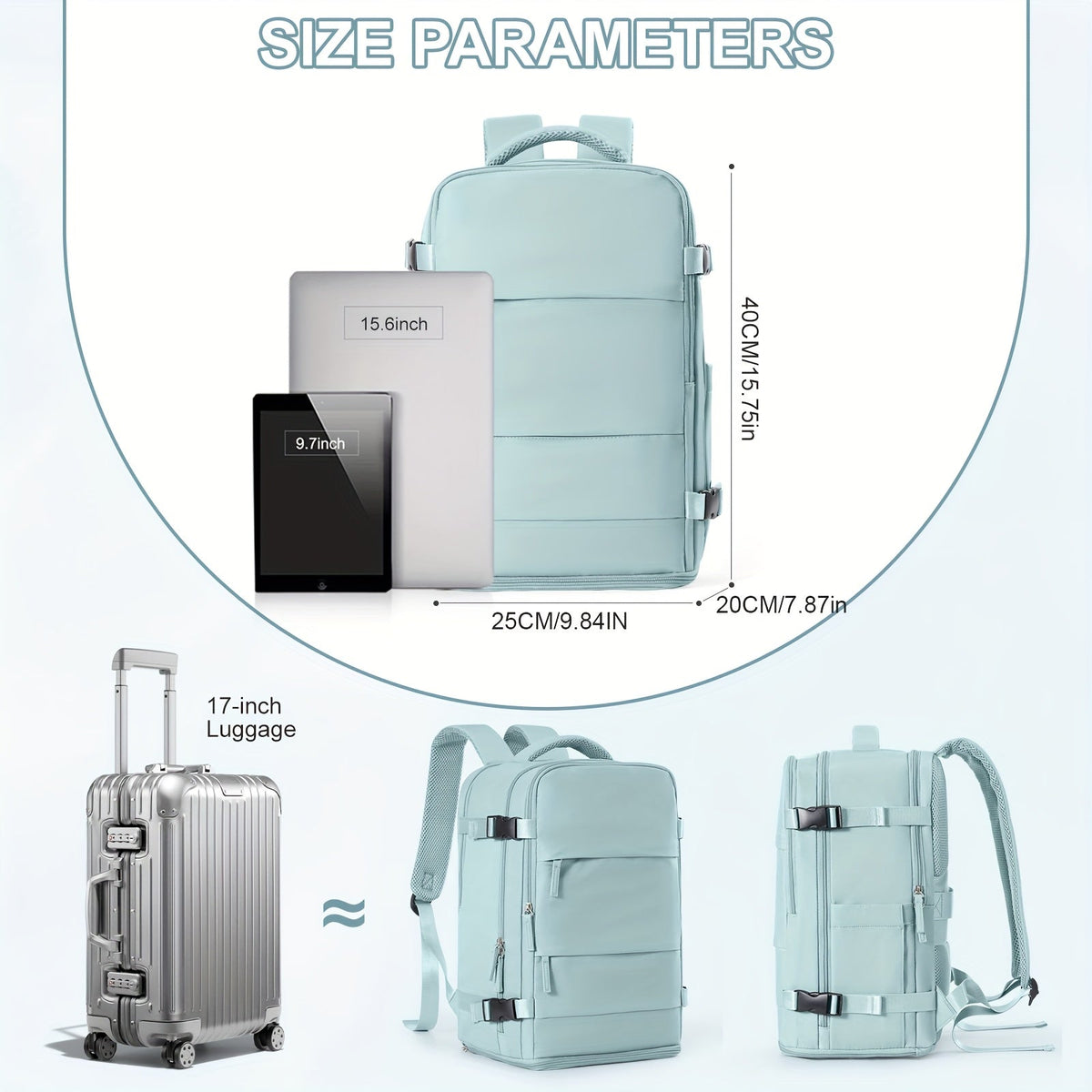 Versatile Travel and Day Backpack with Shoe Compartment and Waterproof Compartments