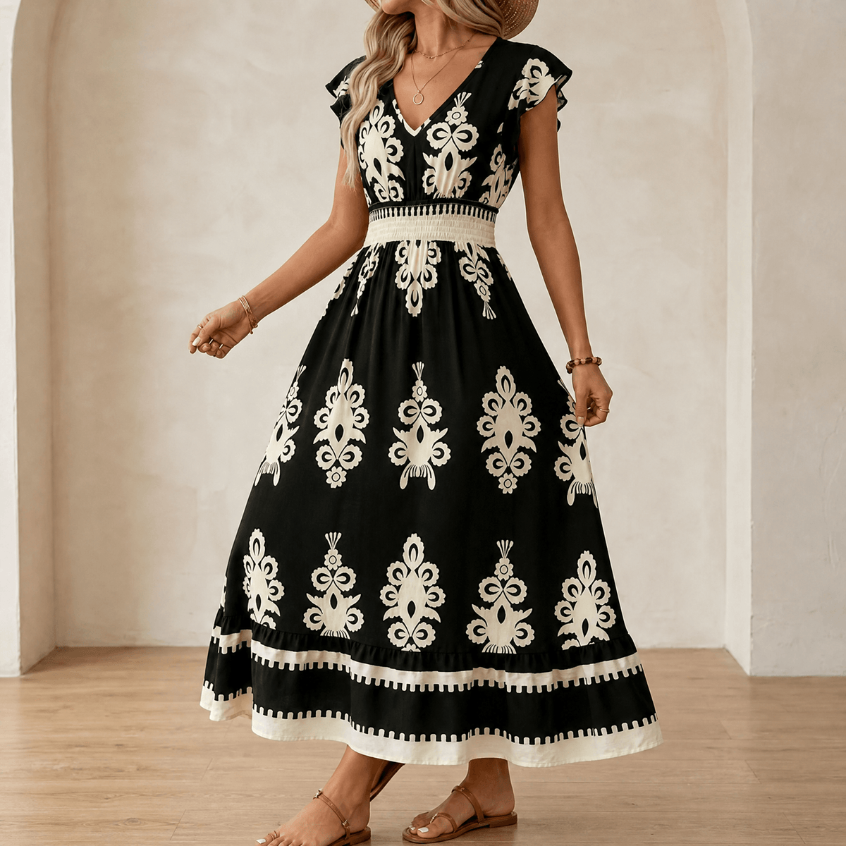 Women's Baroque Print Maxi Dress