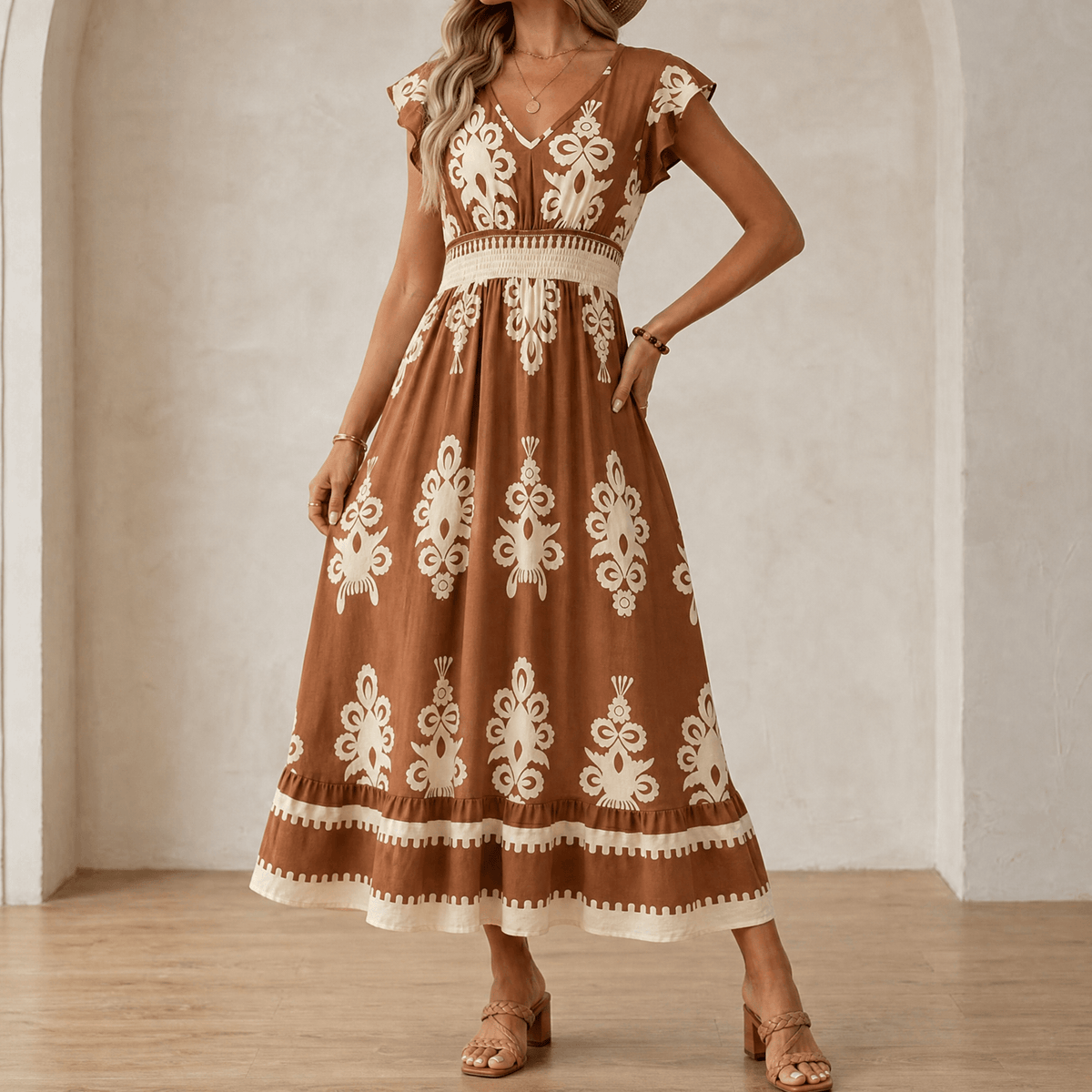 Women's Baroque Print Maxi Dress