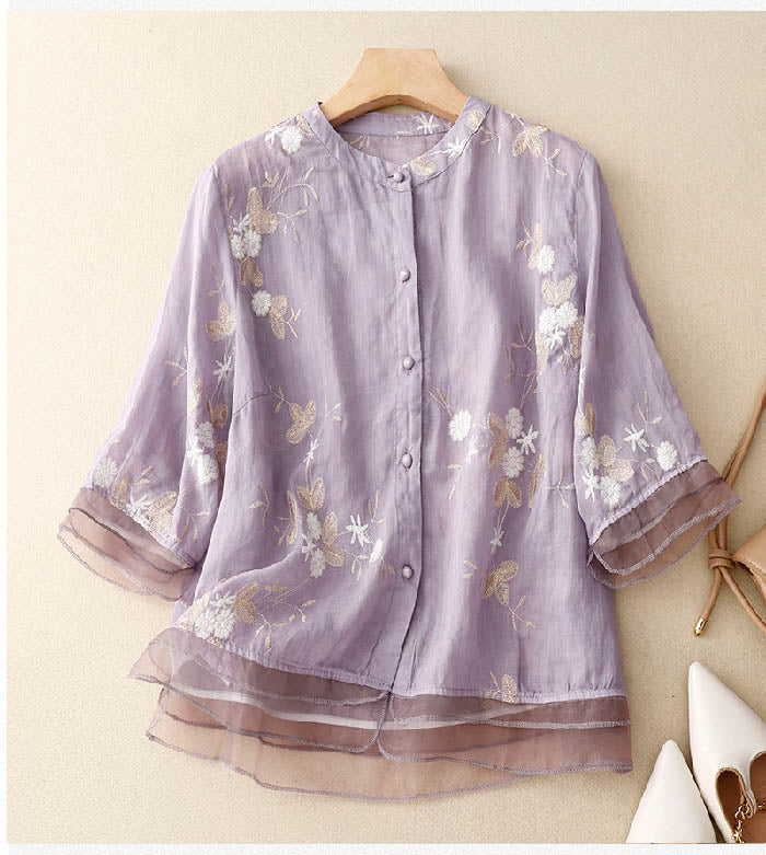 Women's Button-Down Floral Blouse