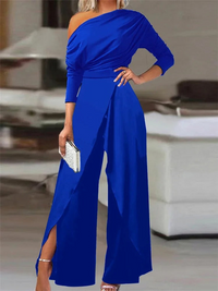 Women's Elegant Off-Shoulder Jumpsuit with Stylish Split