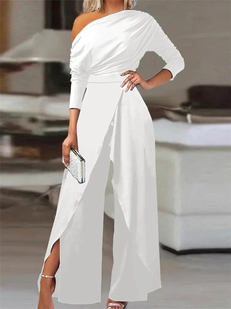 Women's Elegant Off-Shoulder Jumpsuit with Stylish Split