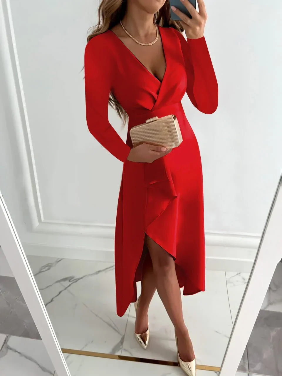 Women's Elegant V-Neck Dress