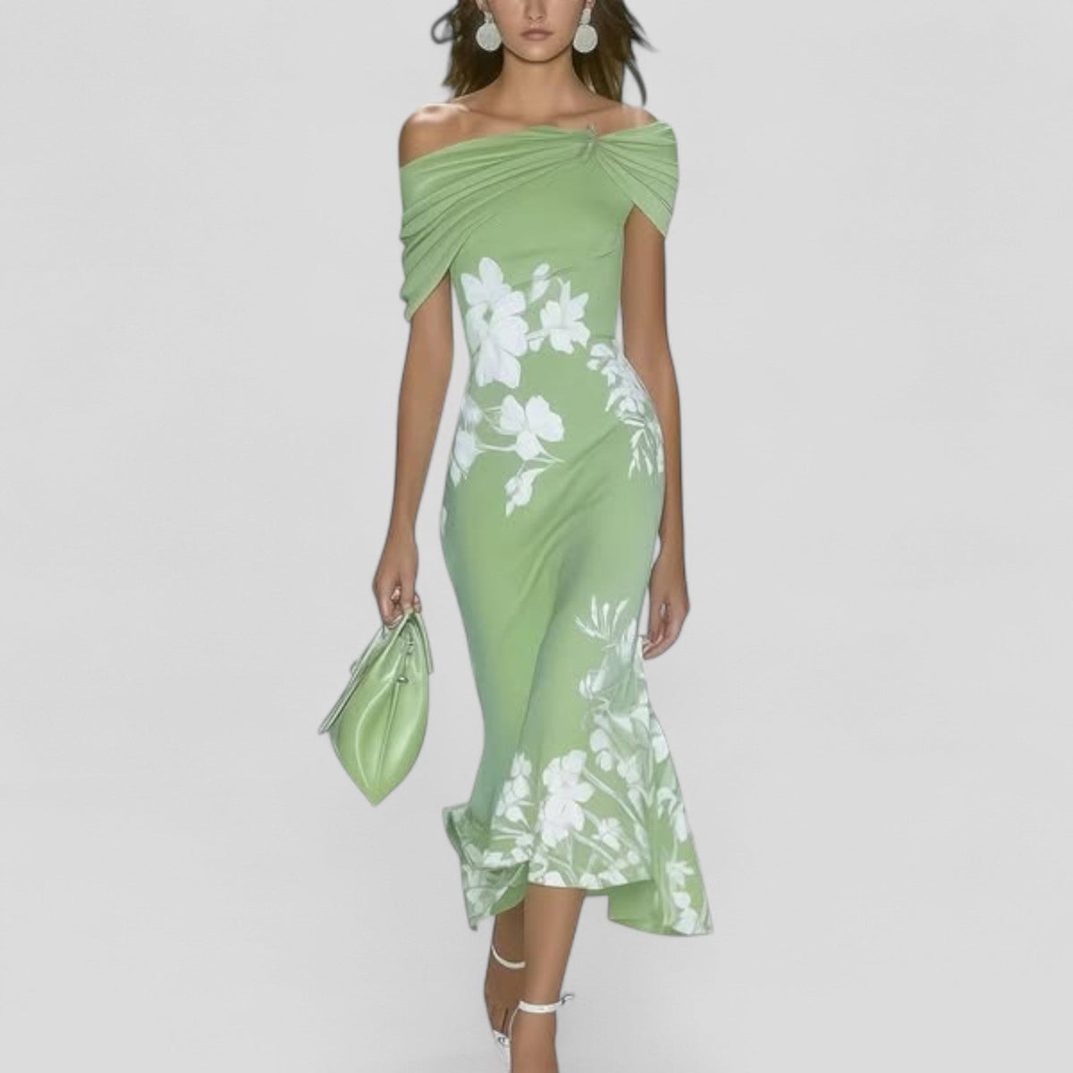Women's Fitted Off-the-Shoulder Midi Dress