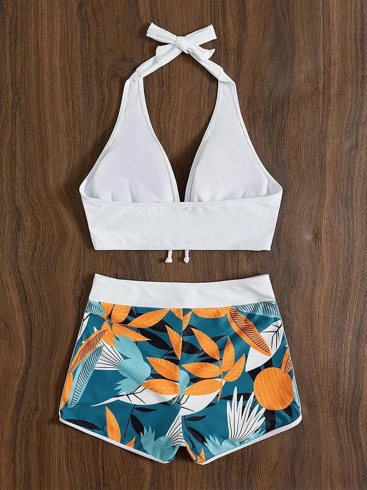 Women's Floral Halter Swimsuit Set