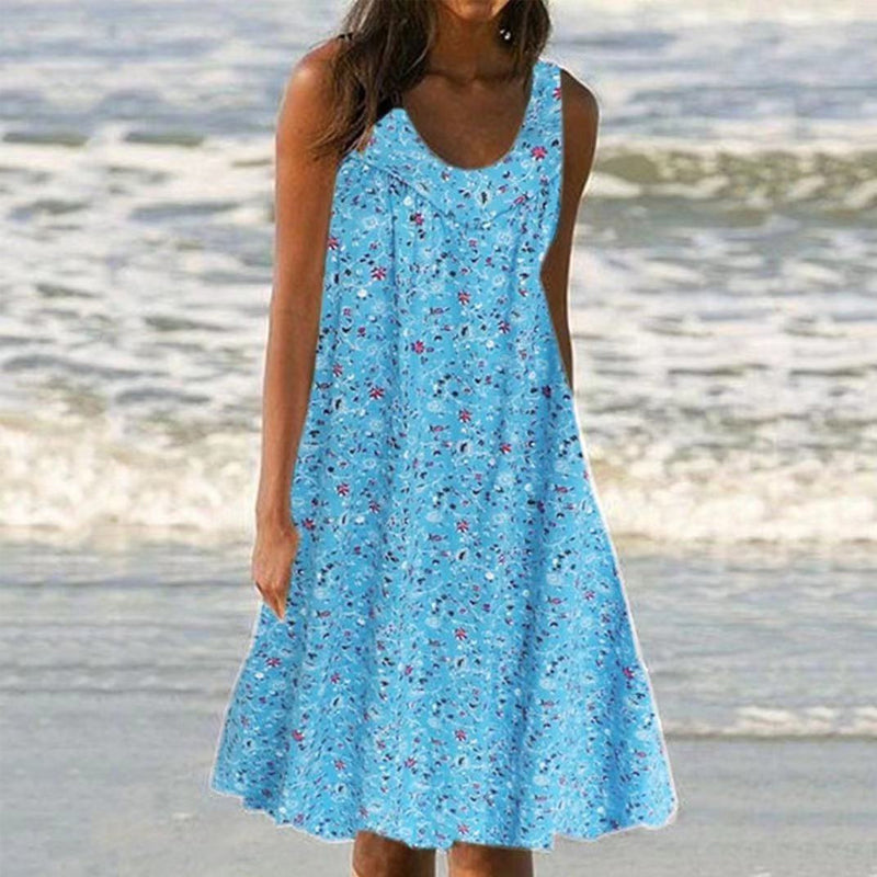 Women's Floral Sleeveless Tank Dress for Spring and Summer