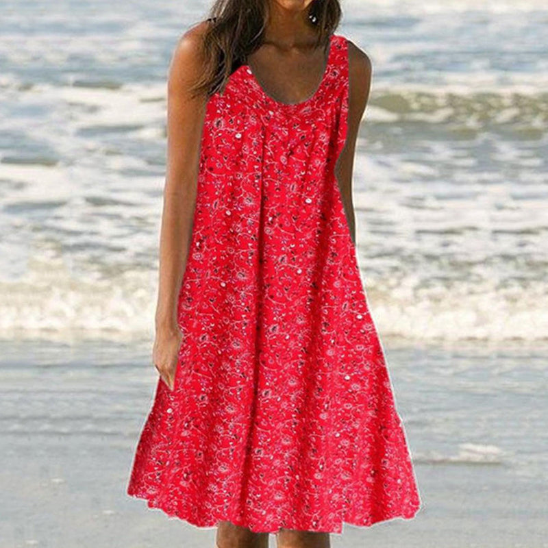Women's Floral Sleeveless Tank Dress for Spring and Summer