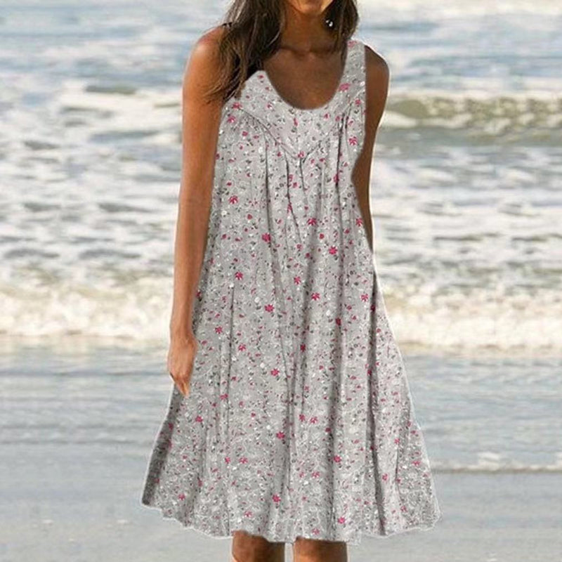Women's Floral Sleeveless Tank Dress for Spring and Summer
