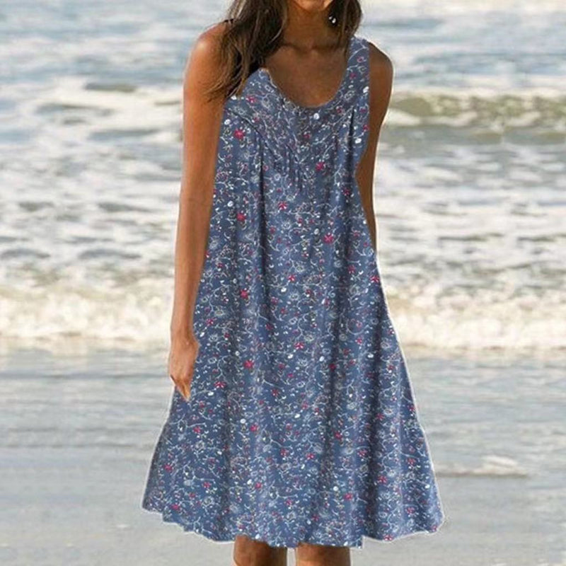 Women's Floral Sleeveless Tank Dress for Spring and Summer