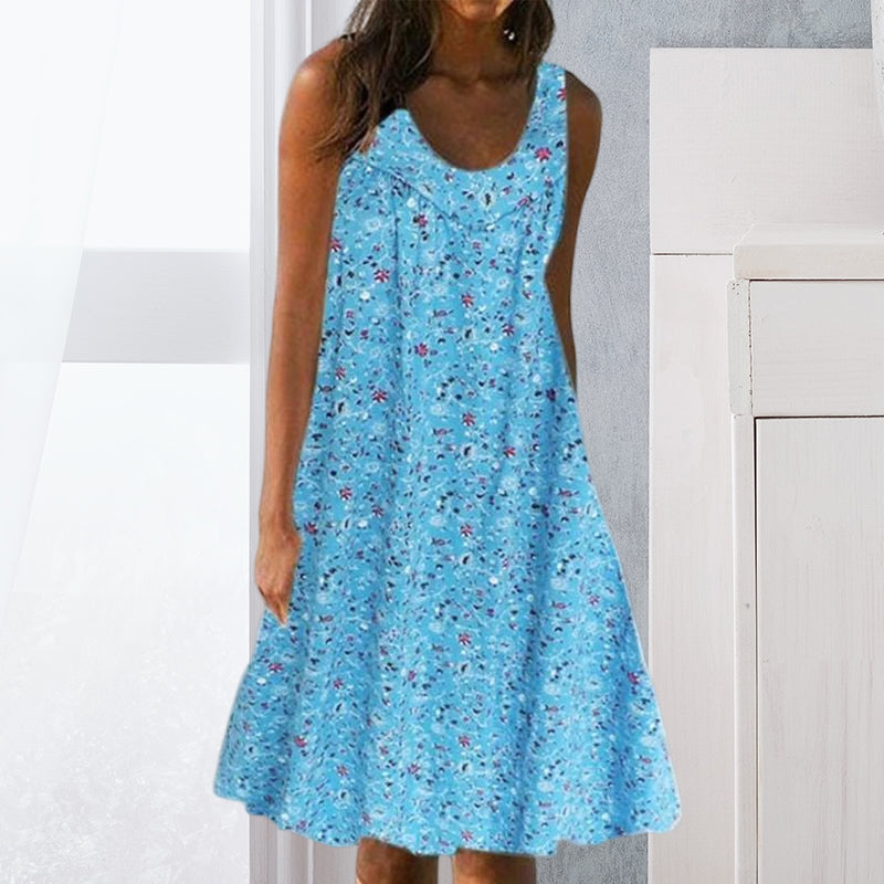 Women's Floral Sleeveless Tank Dress for Spring and Summer