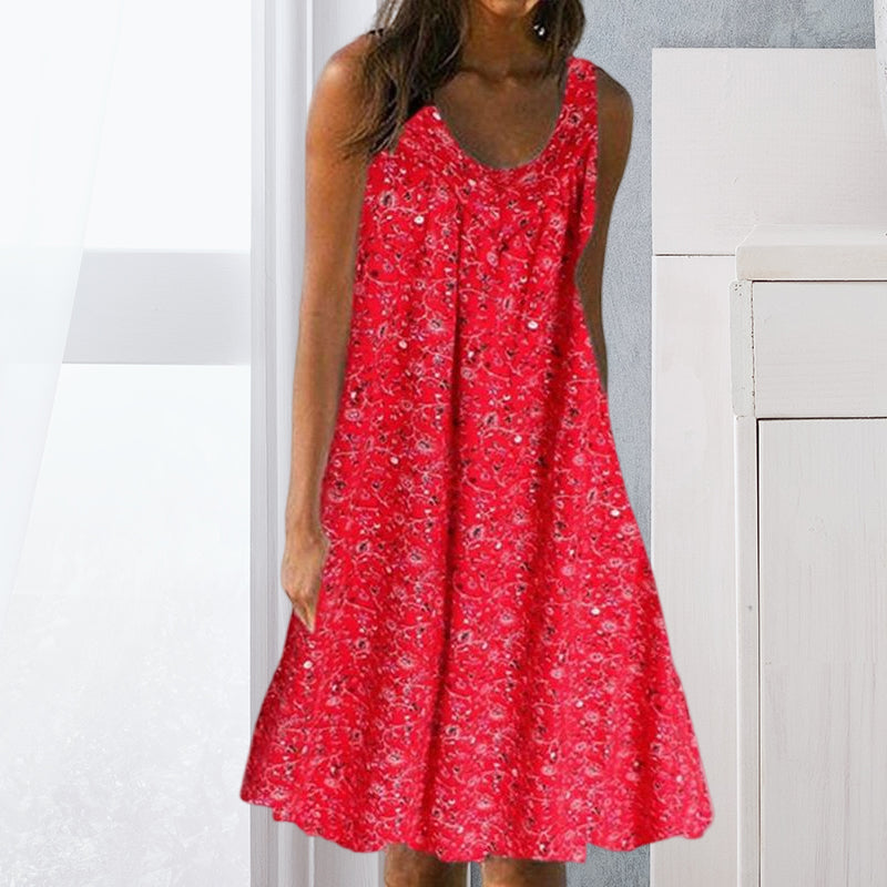 Women's Floral Sleeveless Tank Dress for Spring and Summer