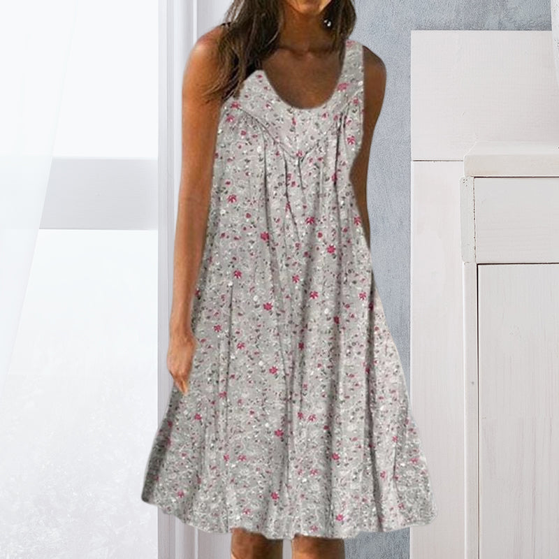 Women's Floral Sleeveless Tank Dress for Spring and Summer