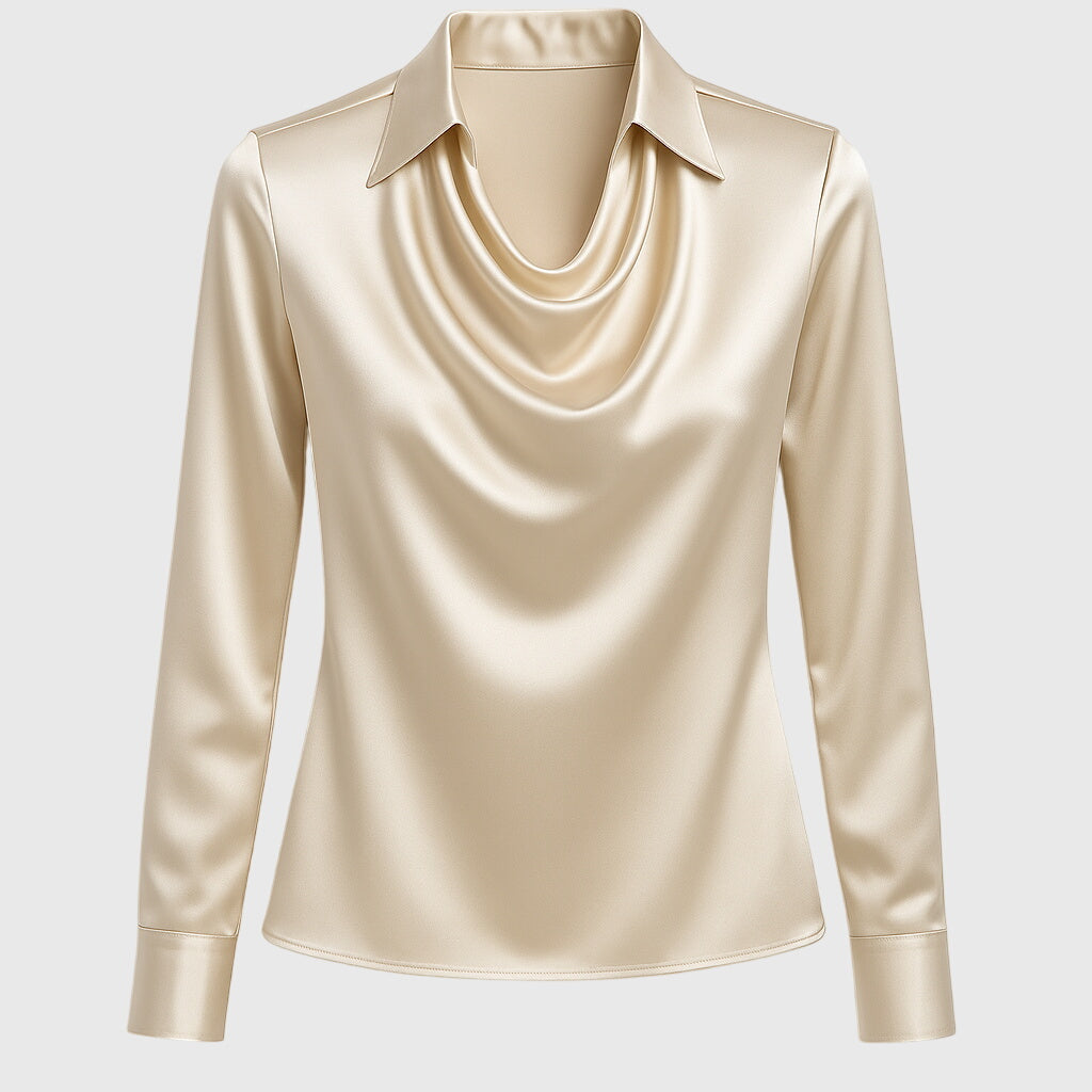 Women's Long-Sleeve Cowl Neck Blouse