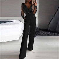 Women's Long-Sleeve Wide-Leg Jumpsuit