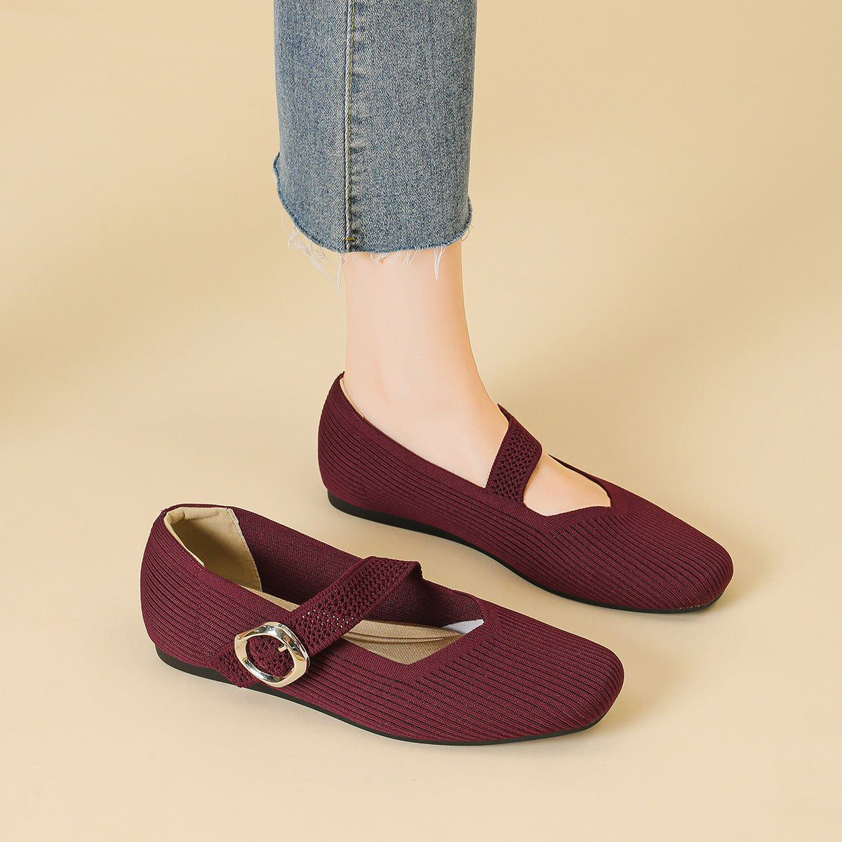 Women's Orthopedic Square Toe Mary Jane Flats