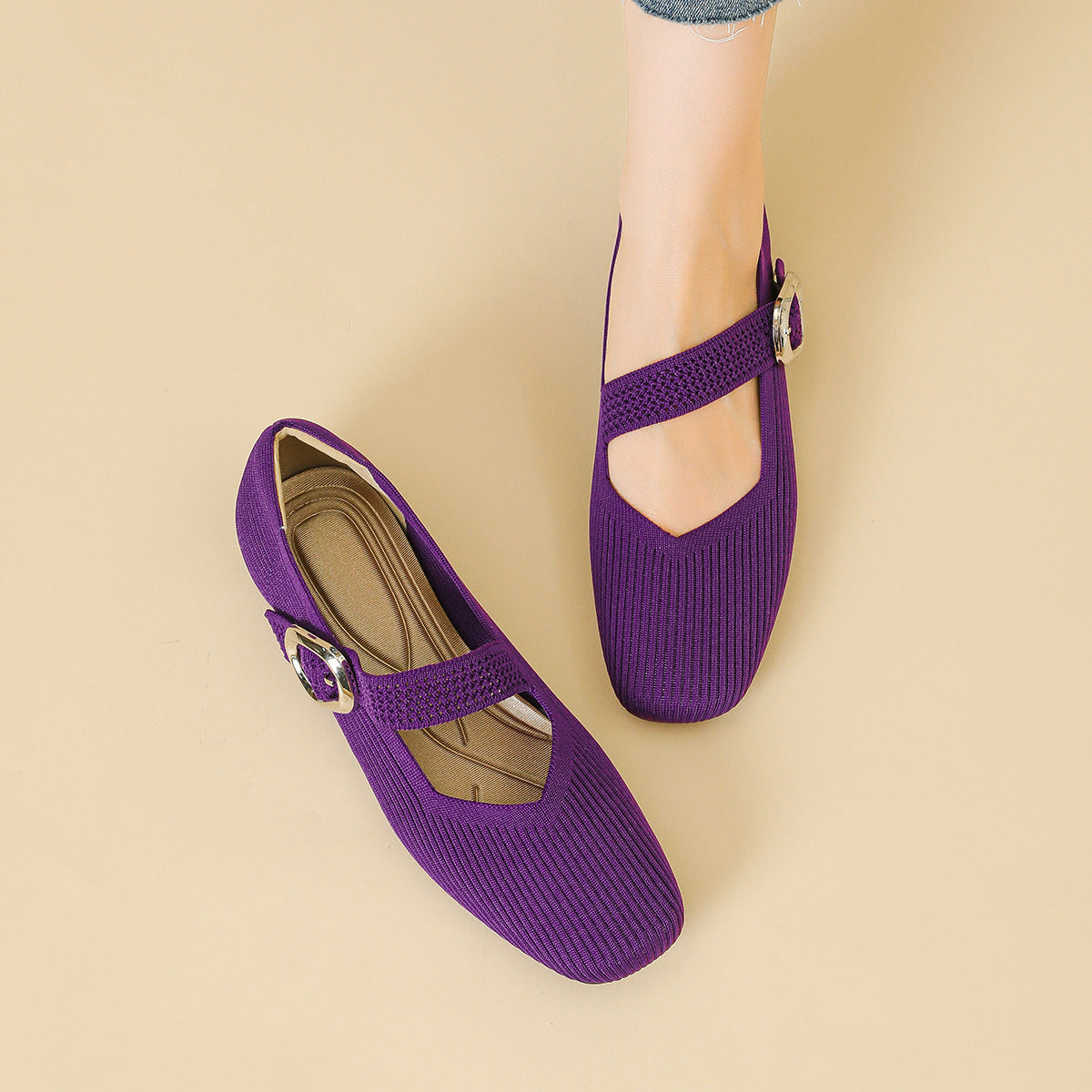 Women's Orthopedic Square Toe Mary Jane Flats