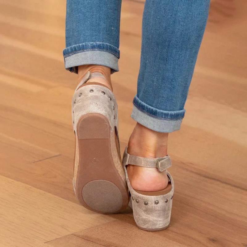 Women's orthopedic wedge sandals with cork sole