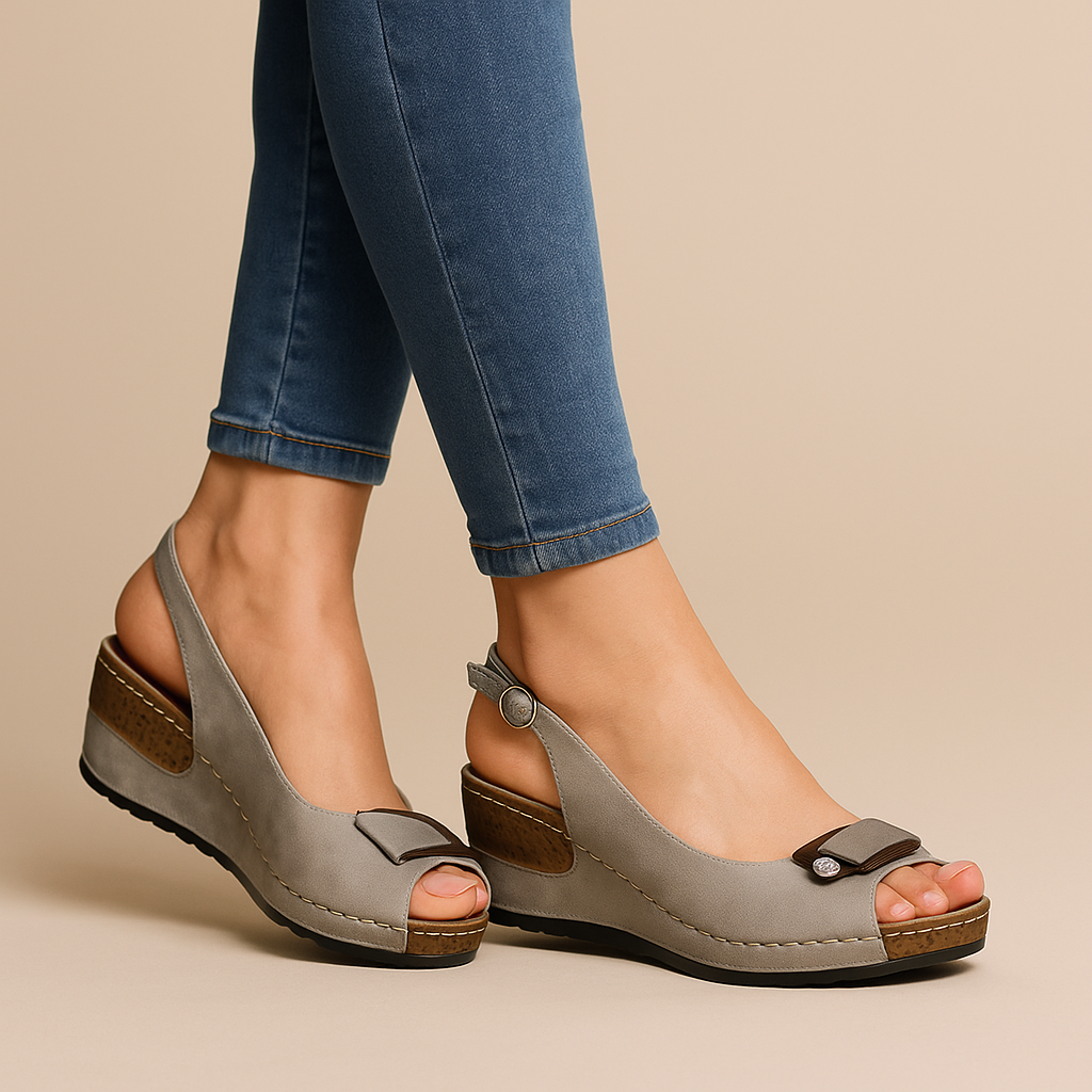 Women's Peep Toe Wedge Slingback Sandals