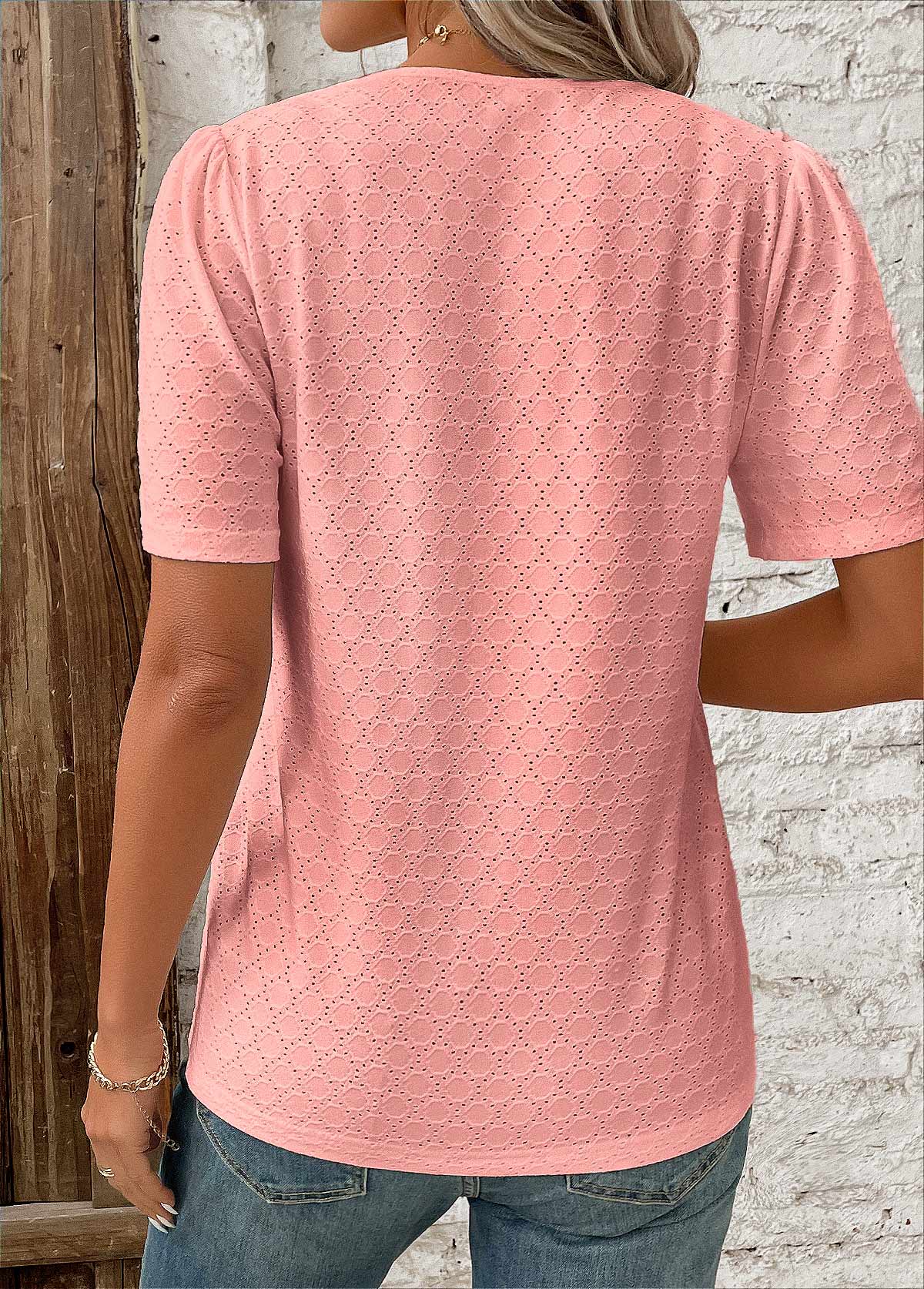 Women's Short-Sleeve Button-Front Blouse