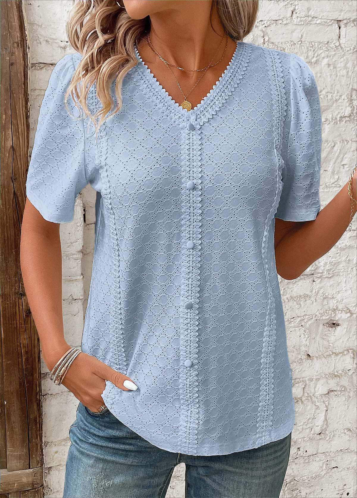 Women's Short-Sleeve Button-Front Blouse