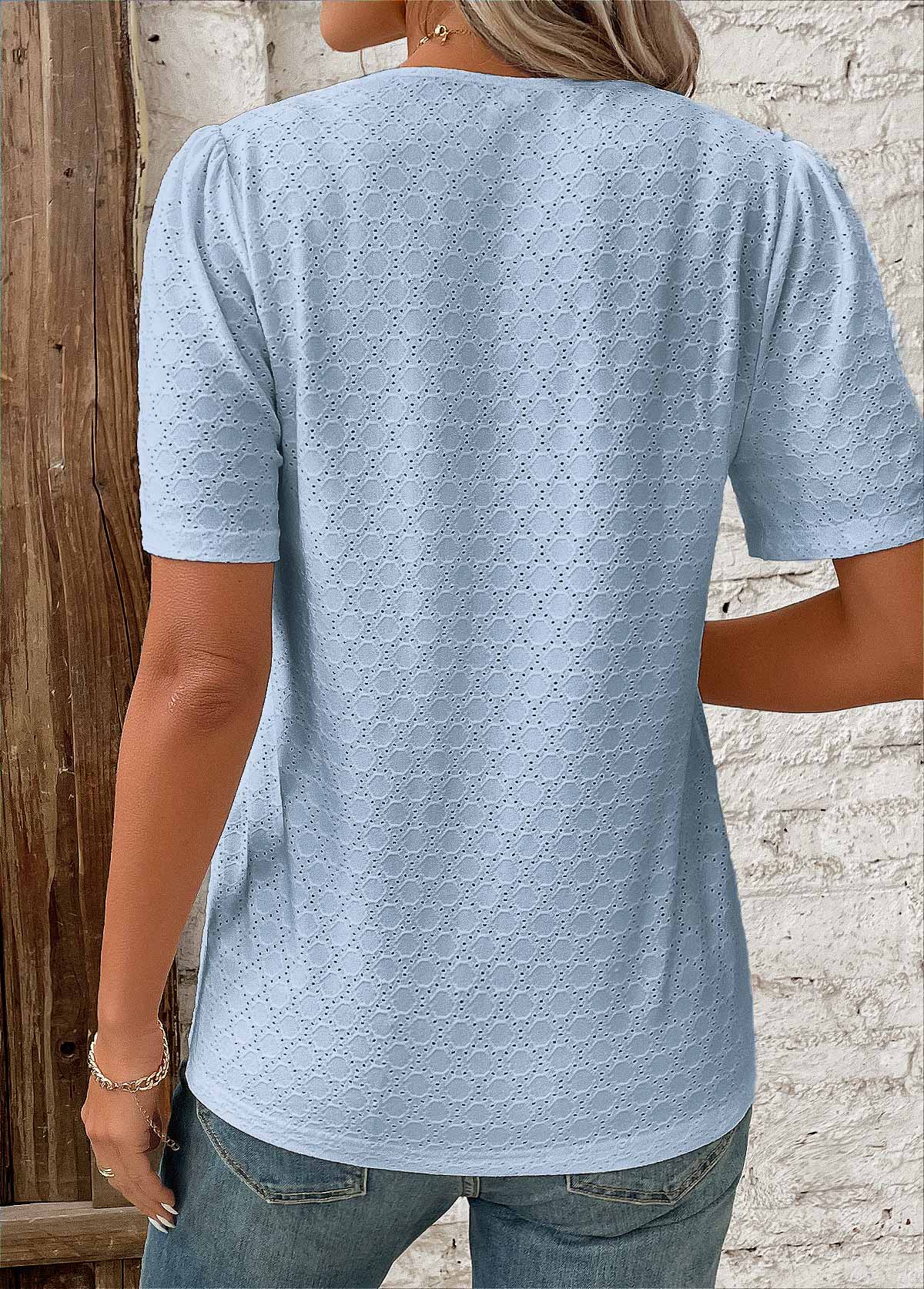 Women's Short-Sleeve Button-Front Blouse